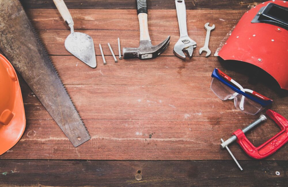 Flat lay of hand tools