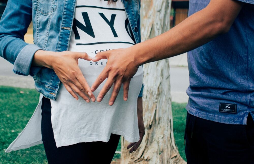 Pregnant woman and family