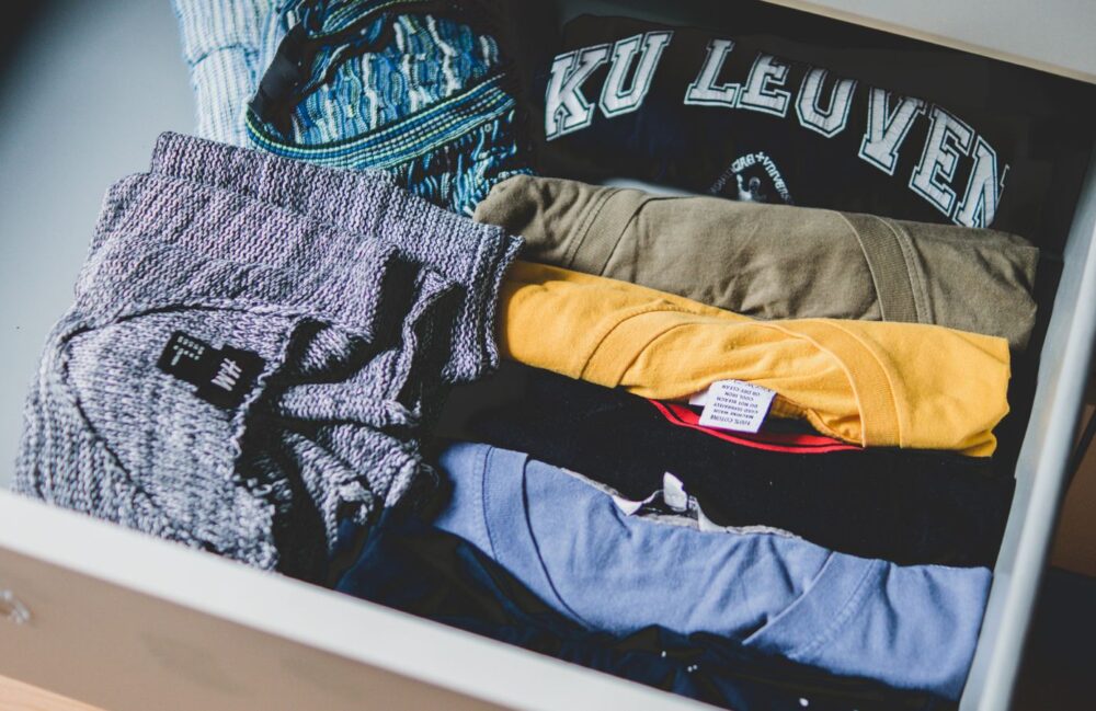 Folded custom t-shirts stack